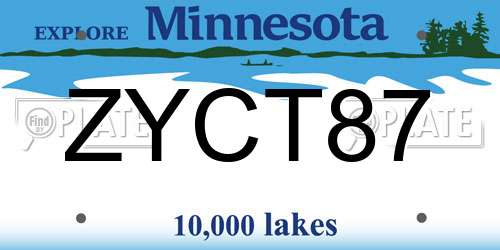 ZYCT87 Minnesota License Plate