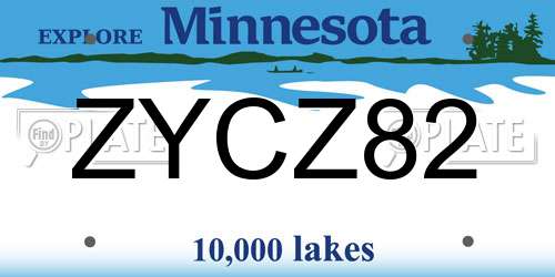 ZYCZ82 Minnesota License Plate