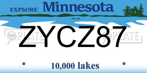 ZYCZ87 Minnesota License Plate