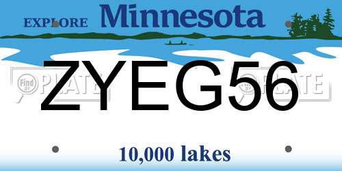 ZYEG56 Minnesota License Plate