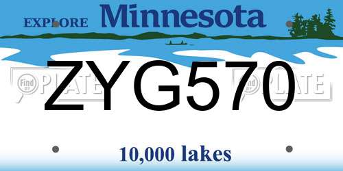ZYG570 Minnesota License Plate