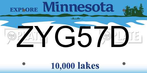 ZYG57D Minnesota License Plate