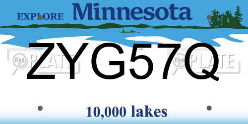 ZYG57Q Minnesota License Plate