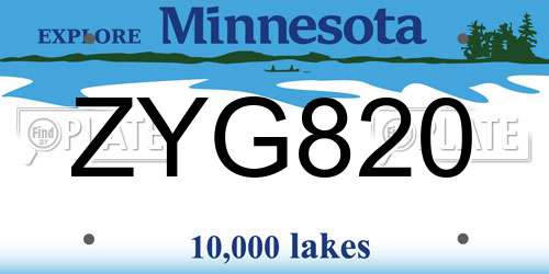 ZYG820 Minnesota License Plate