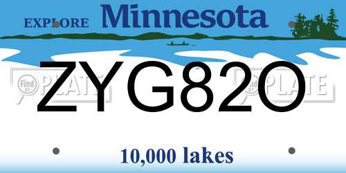 ZYG82O Minnesota License Plate