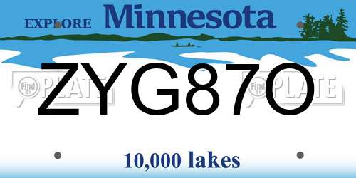 ZYG87O Minnesota License Plate