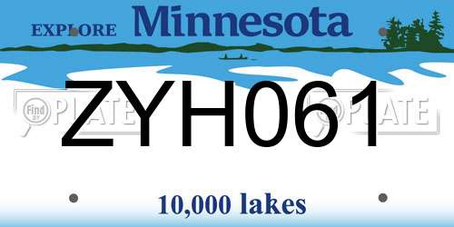 ZYH061 Minnesota License Plate