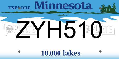 ZYH510 Minnesota License Plate