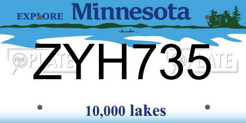 ZYH735 Minnesota License Plate
