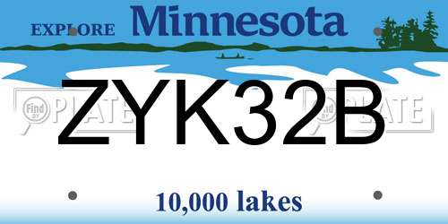 ZYK32B Minnesota License Plate