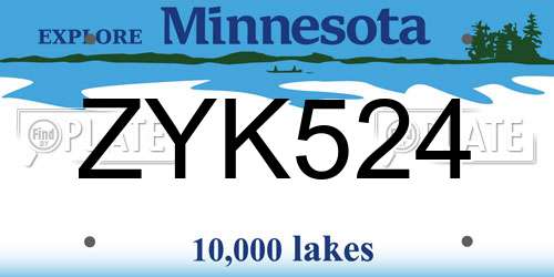 ZYK524 Minnesota License Plate