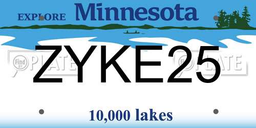 ZYKE25 Minnesota License Plate