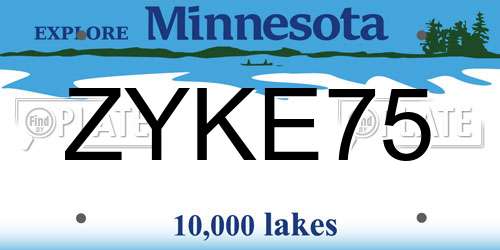 ZYKE75 Minnesota License Plate