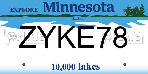 ZYKE78 Minnesota License Plate