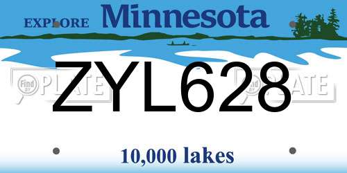 ZYL628 Minnesota License Plate