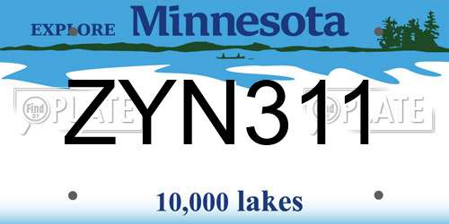 ZYN311 Minnesota License Plate