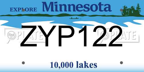 ZYP122 Minnesota License Plate