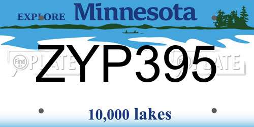 ZYP395 Minnesota License Plate