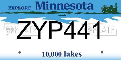 ZYP441 Minnesota License Plate