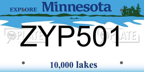 ZYP501 Minnesota License Plate