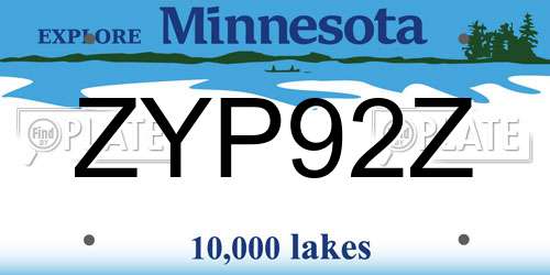 ZYP92Z Minnesota License Plate