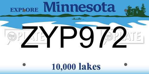 ZYP972 Minnesota License Plate