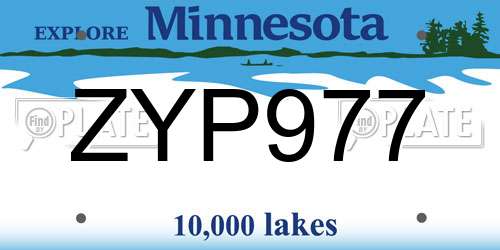 ZYP977 Minnesota License Plate