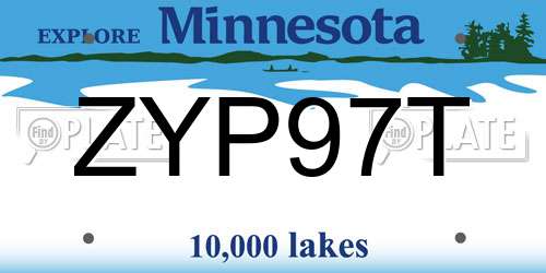 ZYP97T Minnesota License Plate