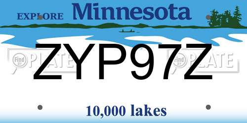 ZYP97Z Minnesota License Plate