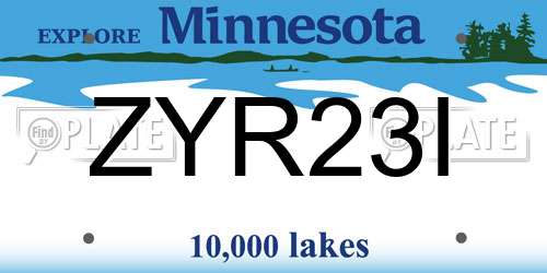 ZYR23I Minnesota License Plate