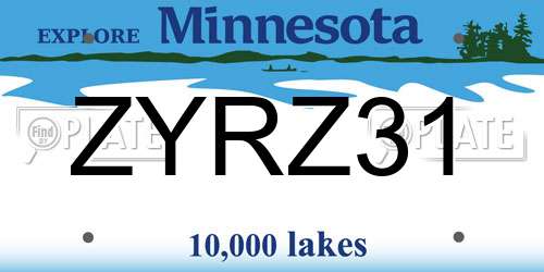 ZYRZ31 Minnesota License Plate