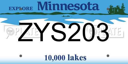 ZYS203 Minnesota License Plate