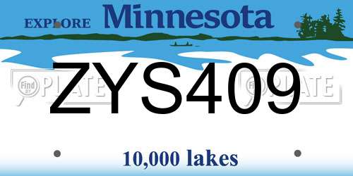 ZYS409 Minnesota License Plate