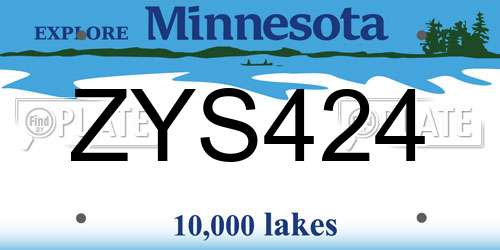 ZYS424 Minnesota License Plate