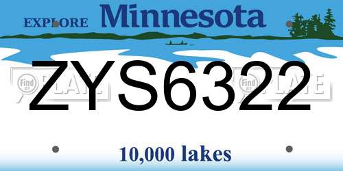 ZYS6322 Minnesota License Plate