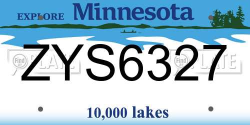 ZYS6327 Minnesota License Plate