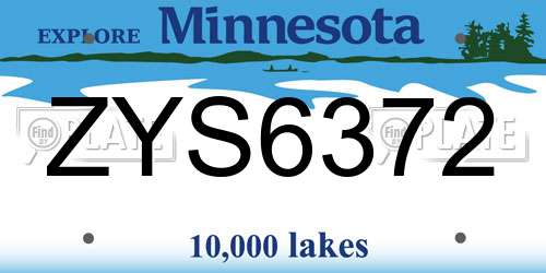 ZYS6372 Minnesota License Plate