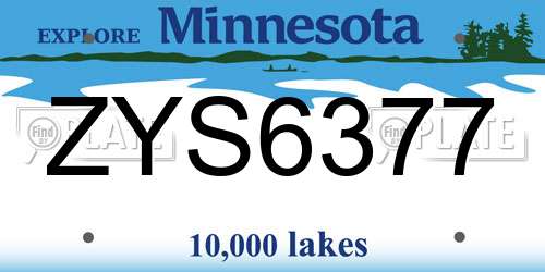 ZYS6377 Minnesota License Plate