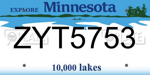 ZYT5753 Minnesota License Plate