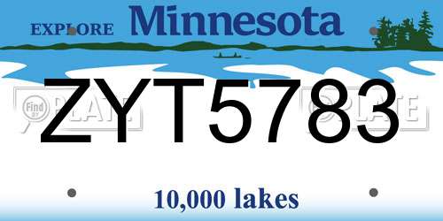 ZYT5783 Minnesota License Plate