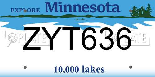 ZYT636 Minnesota License Plate