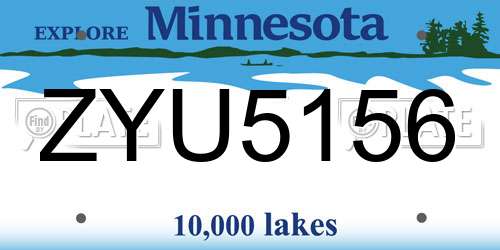 ZYU5156 Minnesota License Plate