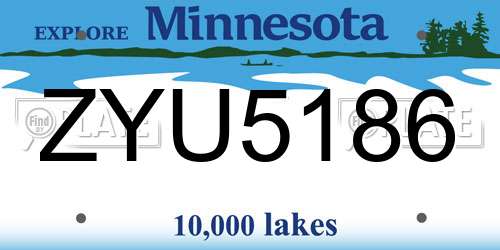 ZYU5186 Minnesota License Plate