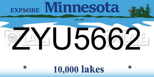 ZYU5662 Minnesota License Plate