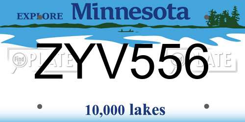 ZYV556 Minnesota License Plate