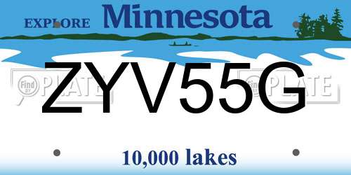 ZYV55G Minnesota License Plate