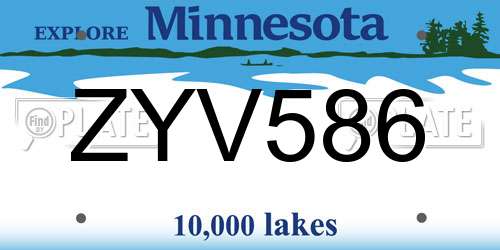 ZYV586 Minnesota License Plate