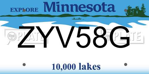 ZYV58G Minnesota License Plate
