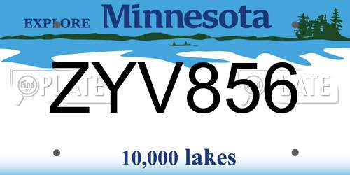 ZYV856 Minnesota License Plate