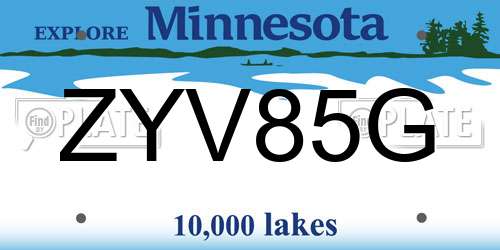 ZYV85G Minnesota License Plate